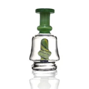 Puffco Peak Pro glass attachment in WIIDZ Pico green color, displayed standing upright for optimal viewing.