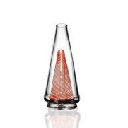 Puffco Peak Pro glass attachment featuring a Wiidz pumpkin design, facing south, showcasing unique and vibrant artwork for enhanced smoking experience.